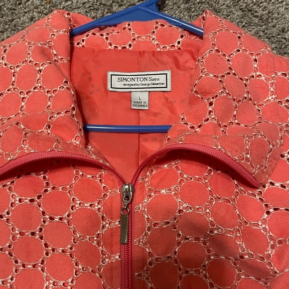 Simonton Says jacket Women’s Large lightweight w/Liner zipper front Coral Orange - Picture 5 of 9